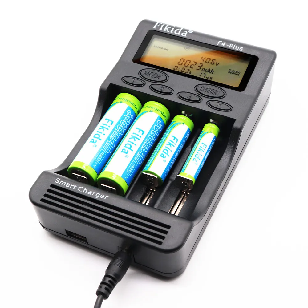 

100% New Fikida F4-Plus Smart Universal LCD LI-ion NiMh AA AAA 10440 14500 16340 17335 17500 18490 17670 18650 Battery Charger