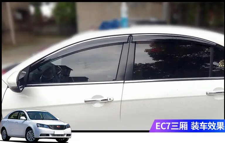 

High quality 1 set of 4 pieces Chrome Window Visor Deflector Sun Rain Shield Fits For Wing Fits For Geely Emgrand EC7 2008-2016