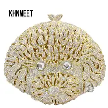 Золотые geezer форма вечерние сумки новые модные люди голова горный хрусталь Роскошные клатчи Кристалл женский Кошелек вечерние сумки SC165