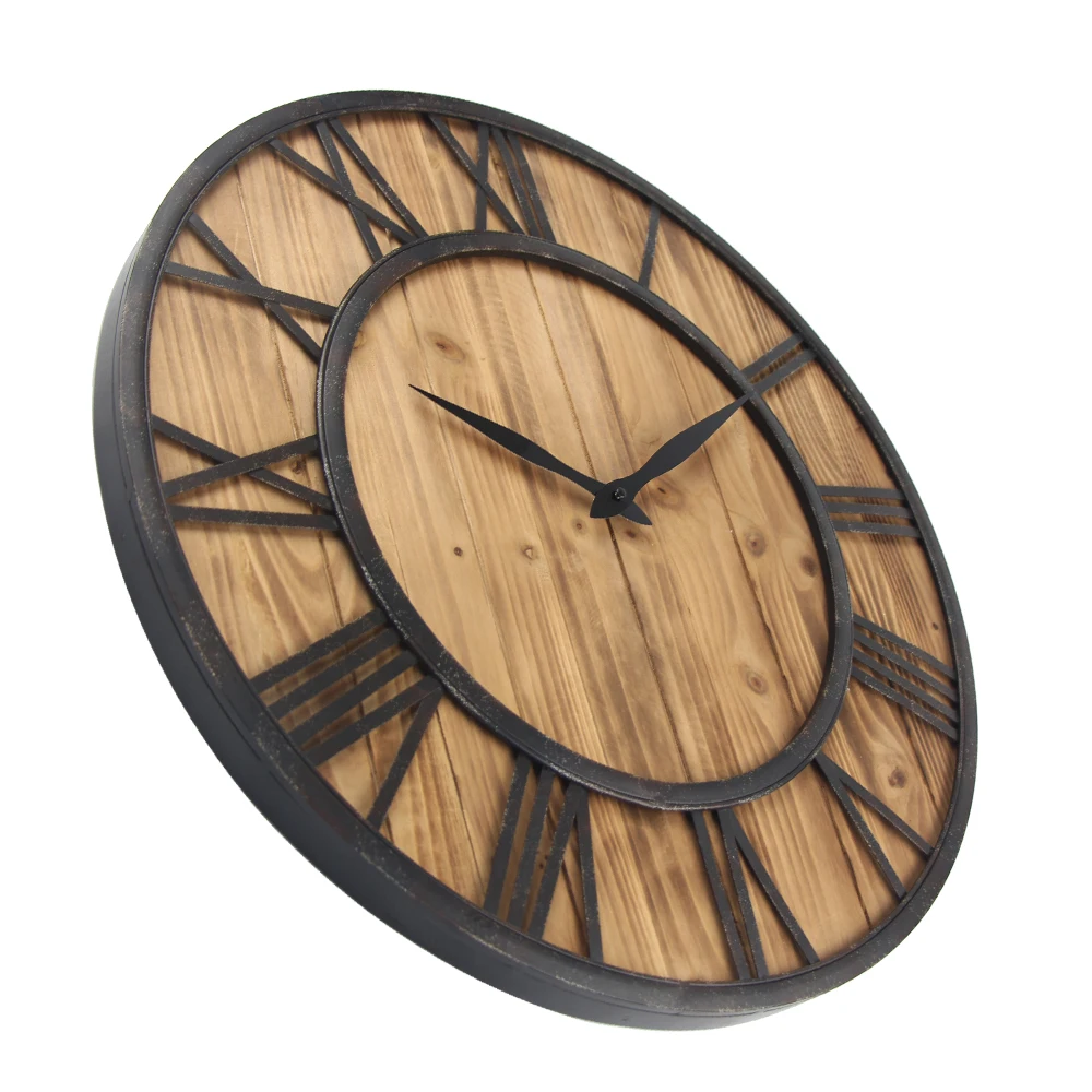 60 см большие настенные часы в винтажном стиле дизайн часы кованные металлические деревянные промышленные железные Ретро часы Saat классические Horloge murale