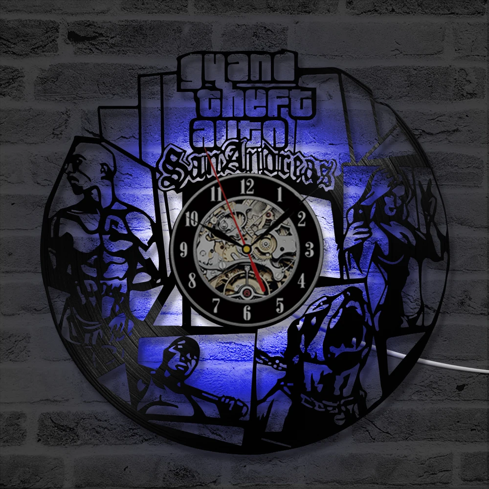 GTA SanAndreas игровая тема CD запись настенные часы антикварные полые виниловые