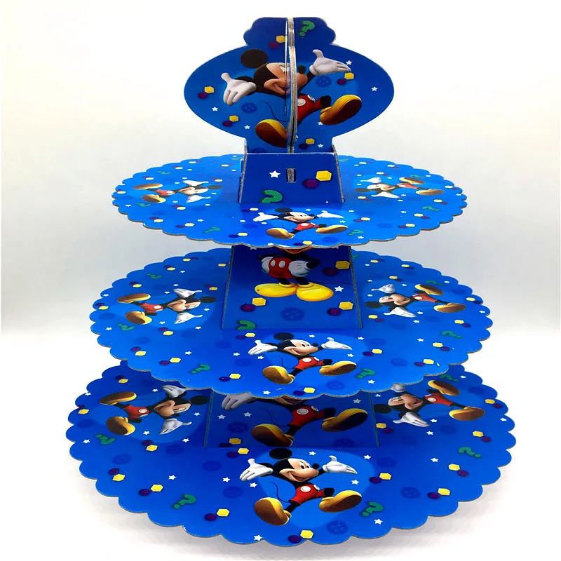 

1Set/Lot Disney Mickey Mouse Cake Stand Boys Birthday Party Mickey Dessert Stand 3 Layers Mickey Mouse Cupcake Stand Decoration