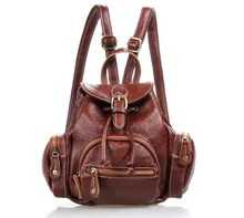 Maxdo Fashion Red Brown Genuine Leather Mini Women Backpacks Cowhide Cute Teenagers Girl Backpack #M3102