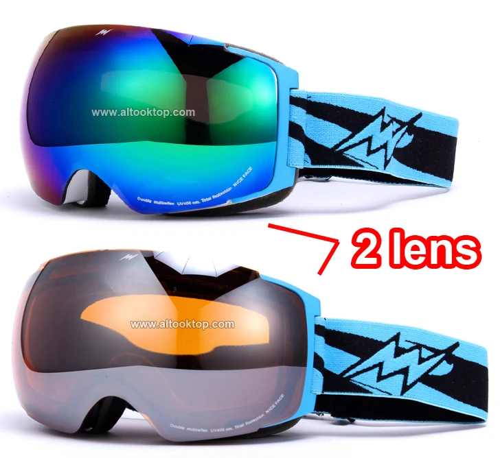 Day night replaceable 2 lens ski goggles snowboard board glasses snow cross country skis googles airbrake