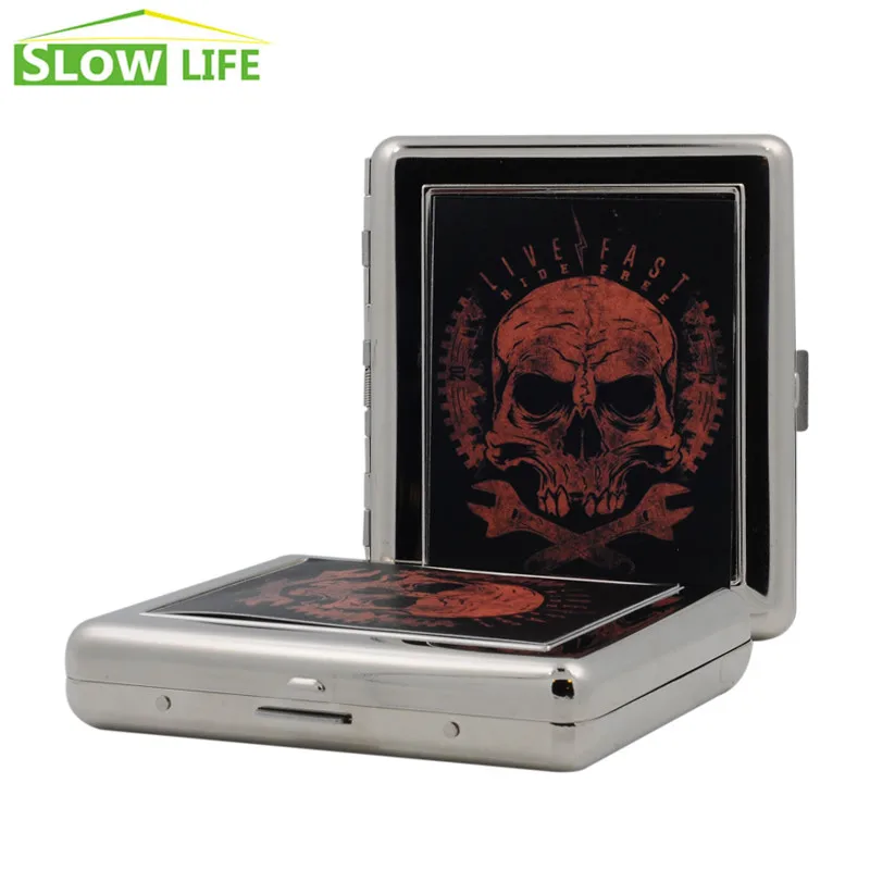 Red Skull Cigarette Case Novelty Metal Cigarette Case Smoking