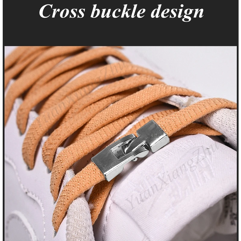 New Elastic Cross buckle ShoeLaces Kids Adult Unisex Sneakers 1 Second Shoelace Quick No Tie Shoe laces Lazy Laces Strings