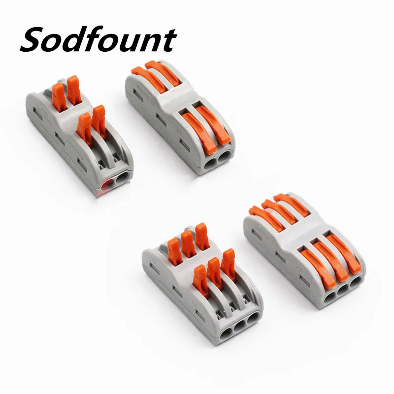

10PCS WAGO Type Compact Wire Wiring Connector Conductor Terminal Block With Lever 0.08-2.5mm2 214 218 SPL-2 3 4