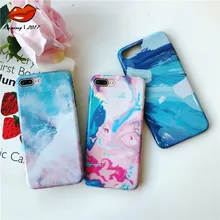 

Mambaman Soft TPU Oil Paint Print Color Marble Phone Cases For iPhone 6 6S 7S 7 8 Plus Soft Back Cover Half-wrapped