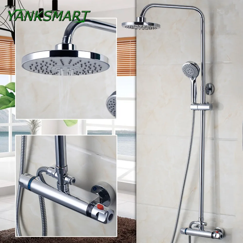 YANKSMART Bathtub Faucet 8 inch Thick Shower Head Bathroom ...