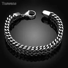Tuswans качество 316L Нержавеющая сталь 5*12 мм толстые звено цепи Браслеты для Для мужчин панк-рок Фигаро наручные группа