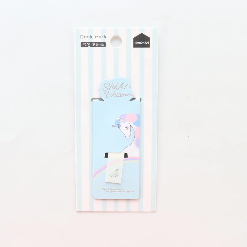 Domikee cute kawaii cartoon unicorn shape school student magnetic bookmark for books candy paper book marks stationery gift - Цвет: Светло-голубой