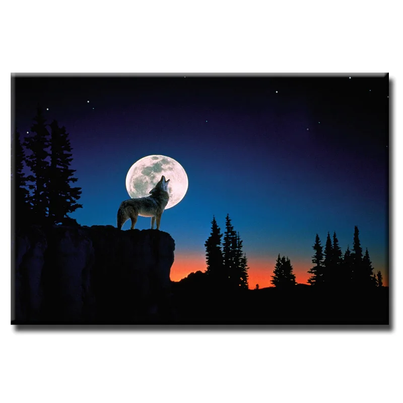 

Factory wholesale Night Wolf Landscape Painting Custom Canvas Print On Canvas Printing Wall Pictures Home Decoration