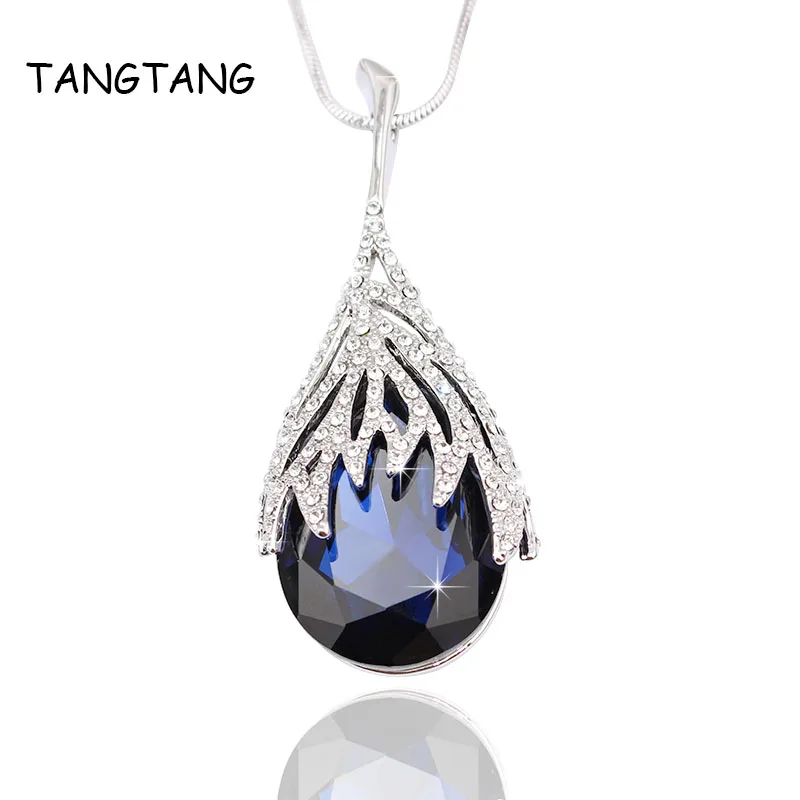 Unique Women High End Jewelry Set White Golden Plated Royal Blue