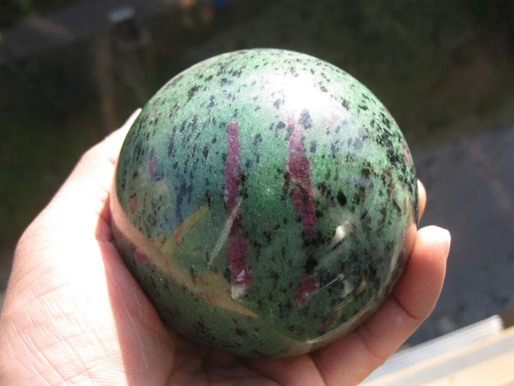 Natural Green Ruby Zoisite Gem Stone Crystal sphere healing 630g-in