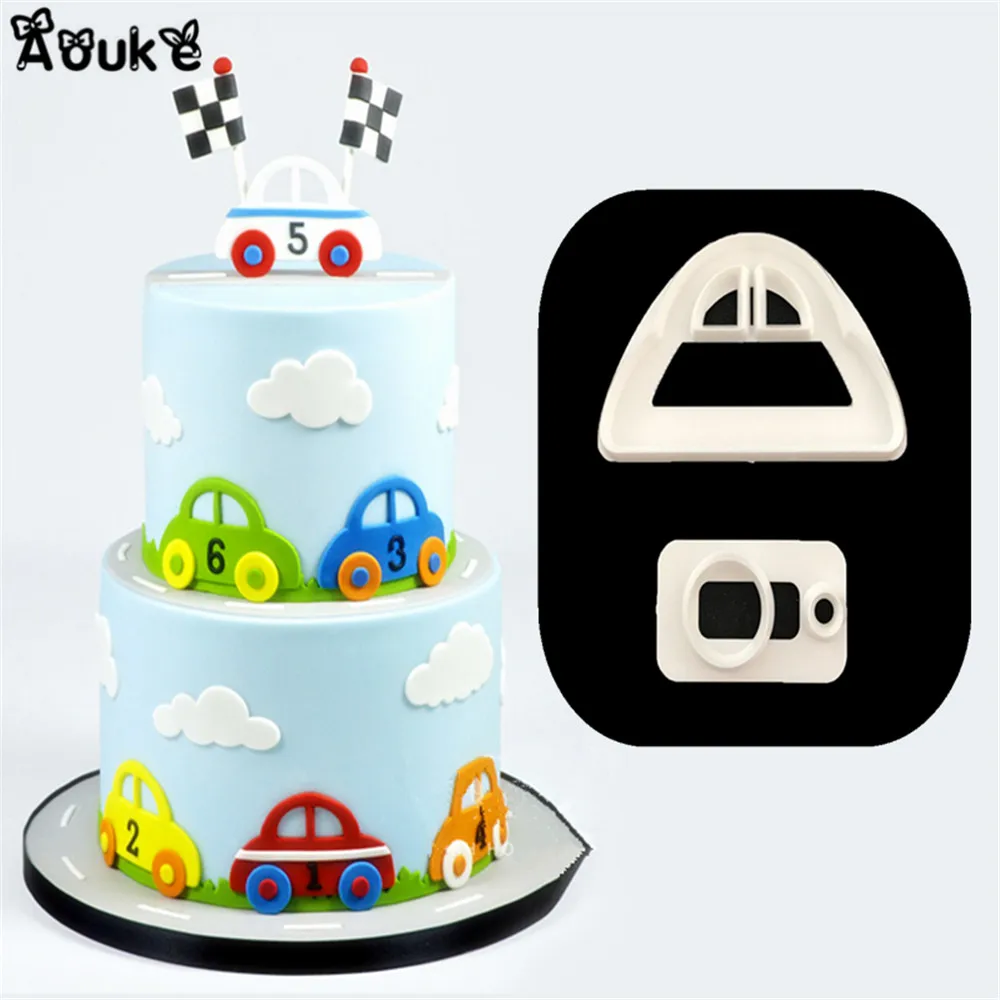 2 pcs/set Car/Auto Shape Fondant Cake Plastic Mold Biscuits Cookie