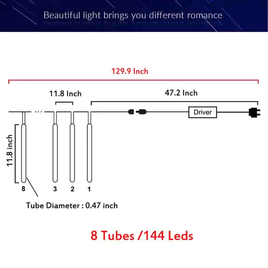 50 см метеоритный дождь трубы светодиодные лампы, метеоритный 8 трубок Водонепроницаемый светодиодный Рождественский светильник, гирлянда, Свадебный Рождественский светильник, уличный