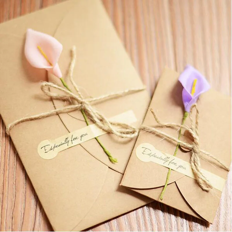 diy retro kraft paper handmade dried flower greeting card