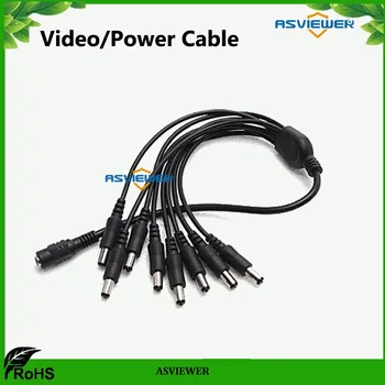 

12V DC CCTV Security Accessory 8 in 1 DC Cable with Female DC Connector 2.1mm Power Splitter