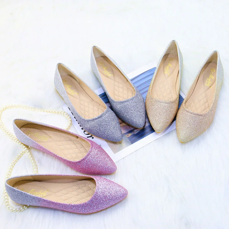 

Tangnest Gradient Color Pointy Toe Ballets Flats Women Sexy Elegant Slip On PU Shallow Wedding Party Shoes Driving Shoes XWD7112