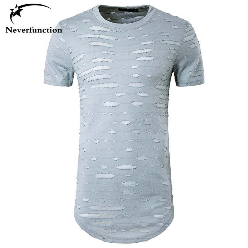

Ripped Hollow casual Men 2017 New Brand Clothing High quality t shirt Men Fashion Hip hop Short sleeves Tops T shirts 3 colors
