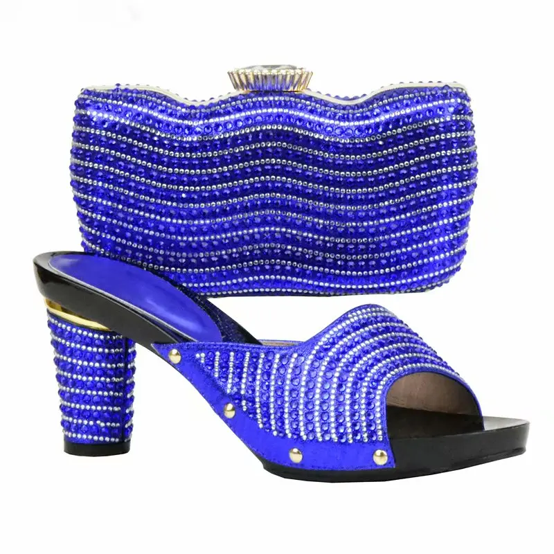 

Concise Design African Shoes and Bags Matching Set High Quality Italy Royal blue Shoe and Bag Match To Party Free Shipping
