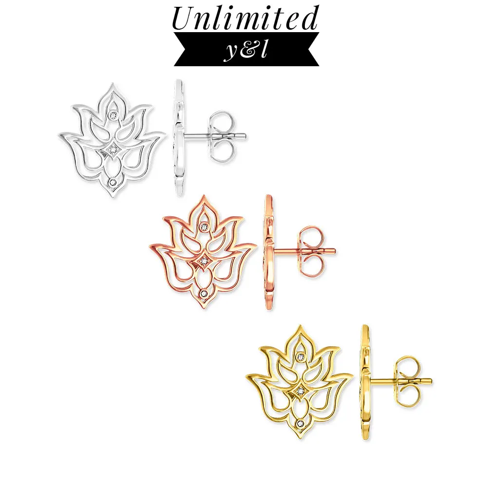 

Rose Gold/Gold/Silver Color Lotus Flower Stud Earrings for Women Thomas Style Hollow Out Ear Stud Fashion Jewelry 2018 New