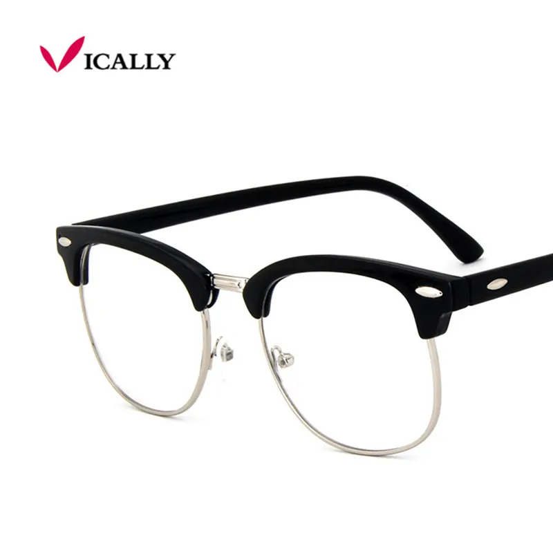 

Retro Fashion Metal Half Frame Glasses Frame Woman Men Reading Glass UV Protection Clear Lens Computer Eyewear Eyeglasses