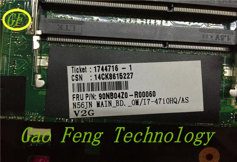 Материнская плата для ноутбука Asus N56JN 60NB04Z0-MB6000-200 cpu SR1PX I7-4710HQ DDR3 неинтегрированная материнская плата полностью проверена