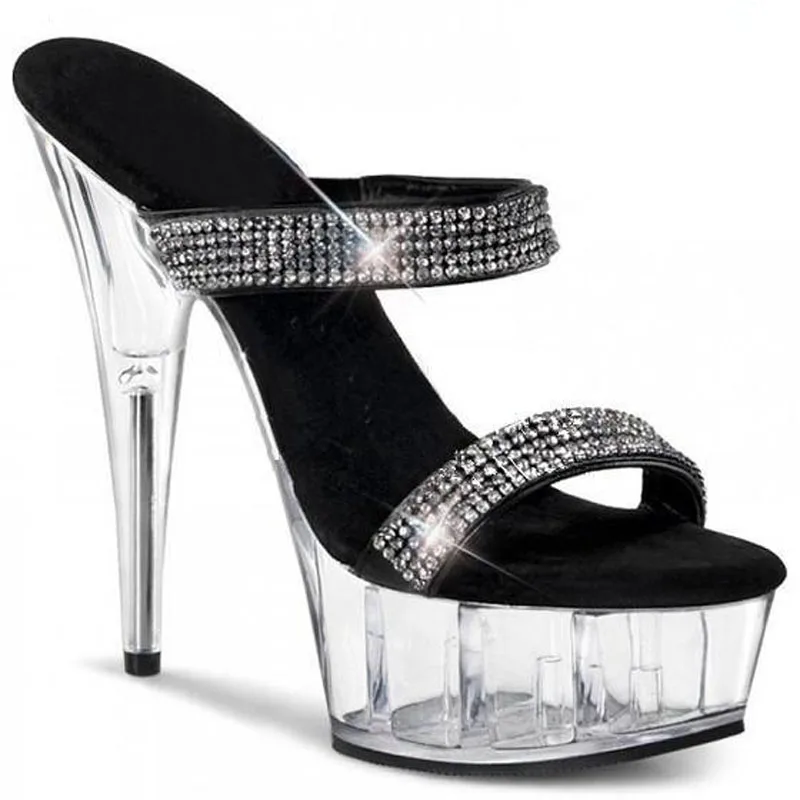 

2018 New Summer Platform Crystal Heel Fashion Lady Party Even Super High 17cm Pumps Dimaond Upper Slingback Footwear Women Shoes