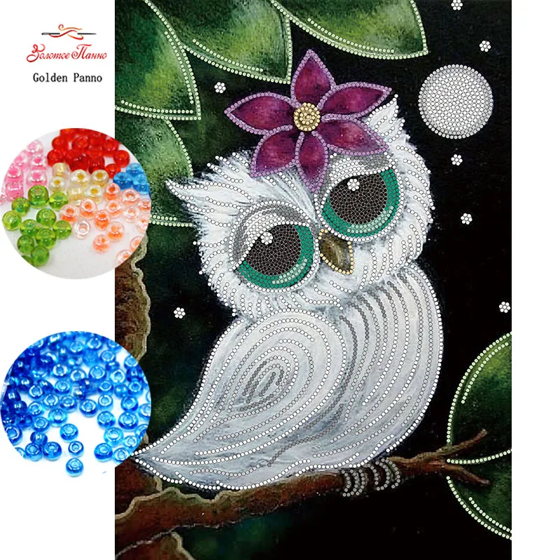 

GoldenPanno Needlework DIY bead Cross stitch Embroidery stitch white owl Precise Printed animal Pattern cross stitching 913