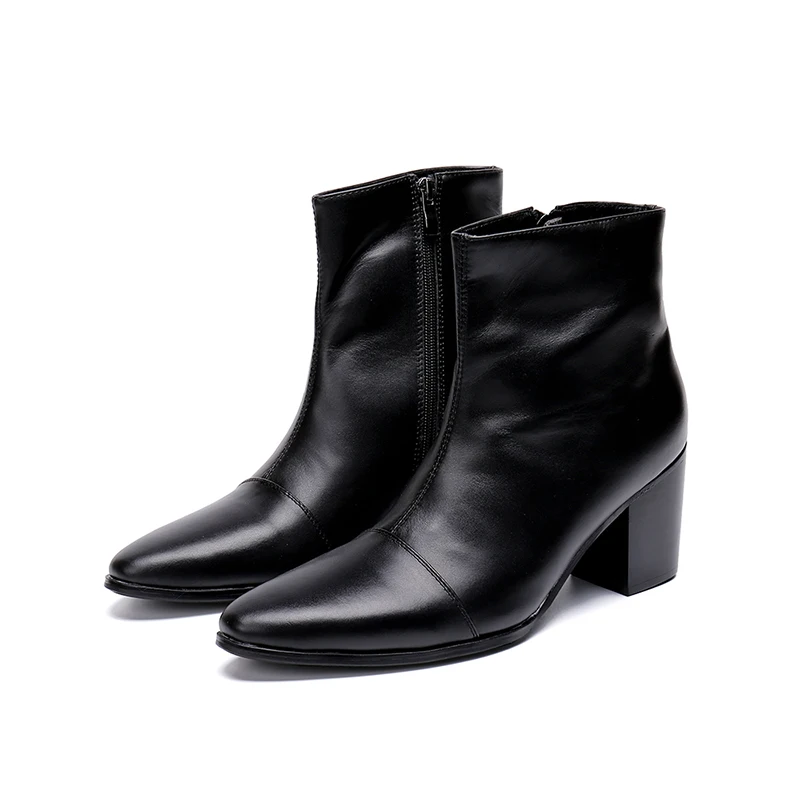 

Mens New Style zip Dress Boots Brand Fashion mens ankle Boot Genuine Leather Breathable Pointed Toe oxfords for men