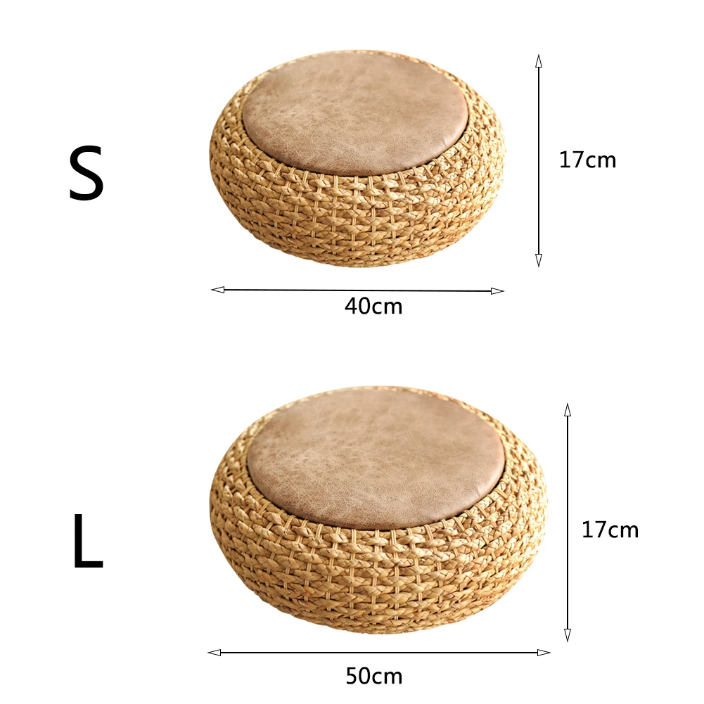 Подушка для занятий йогой утолщенные круглые кожаные коврики Cattail ротанг ткачество футон для дзен, йога практика или Будда медитация отдых