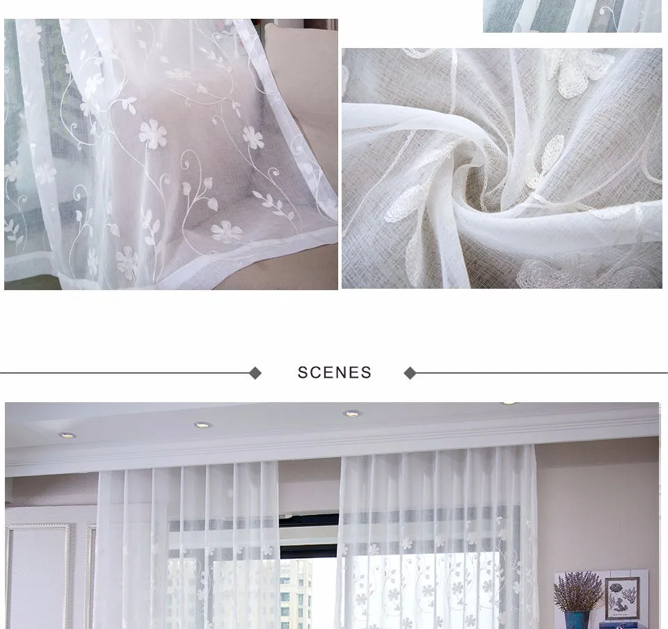 Korean White Embroidered Voile Curtains For Bedroom Window Curtain Living Room Sheer Curtains White Blinds Custom Made2
