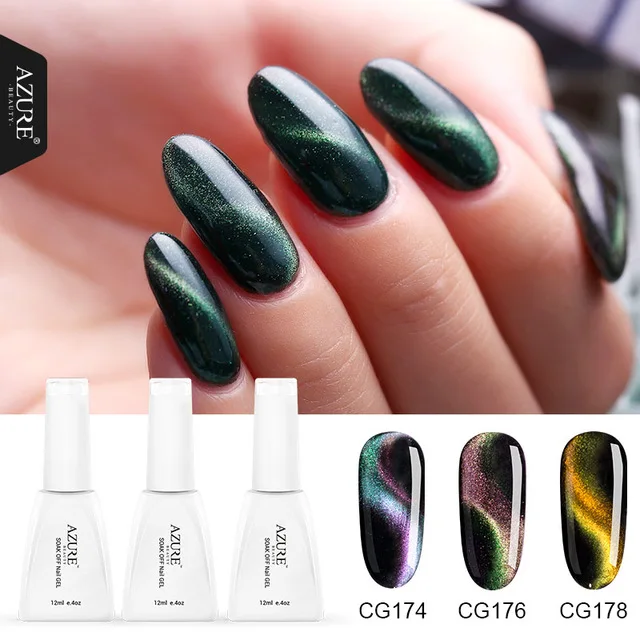 

Azure Beauty Newest Chameleon Magnetic Nail Gel Polish For Nail Art Design Double Color 3D Cat Eye Effect 12ML/Pcs Nail Gel