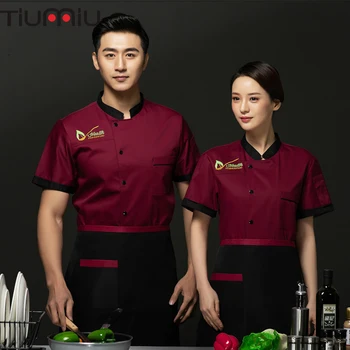 

Chef Jacket Embroidered Cook Bake Dessert Kitchen Coffee Waiter Waitress Cafe Barbershop Summer Diner Canteen Work Clothes