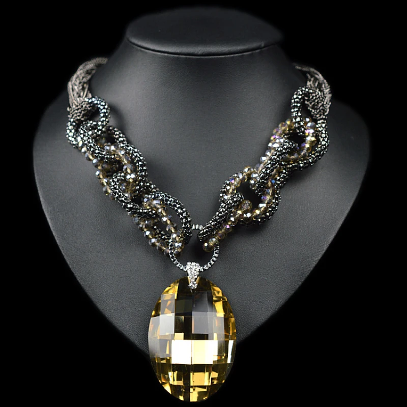 Большая Хрустальная подвеска neckalce капли воды кулон цепи коренастый пистолет