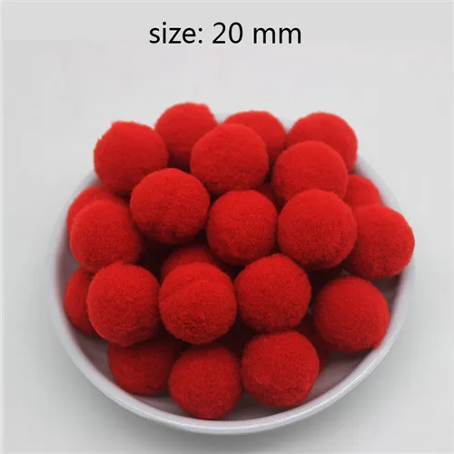 color 01 red 80 шт. 20 мм розовый красный белый синий фиолетовый желтый черный помпоны плюшевый шар DIY ремесла свадебная одежда украшения одежды аксессуары - Цвет: color 01 red