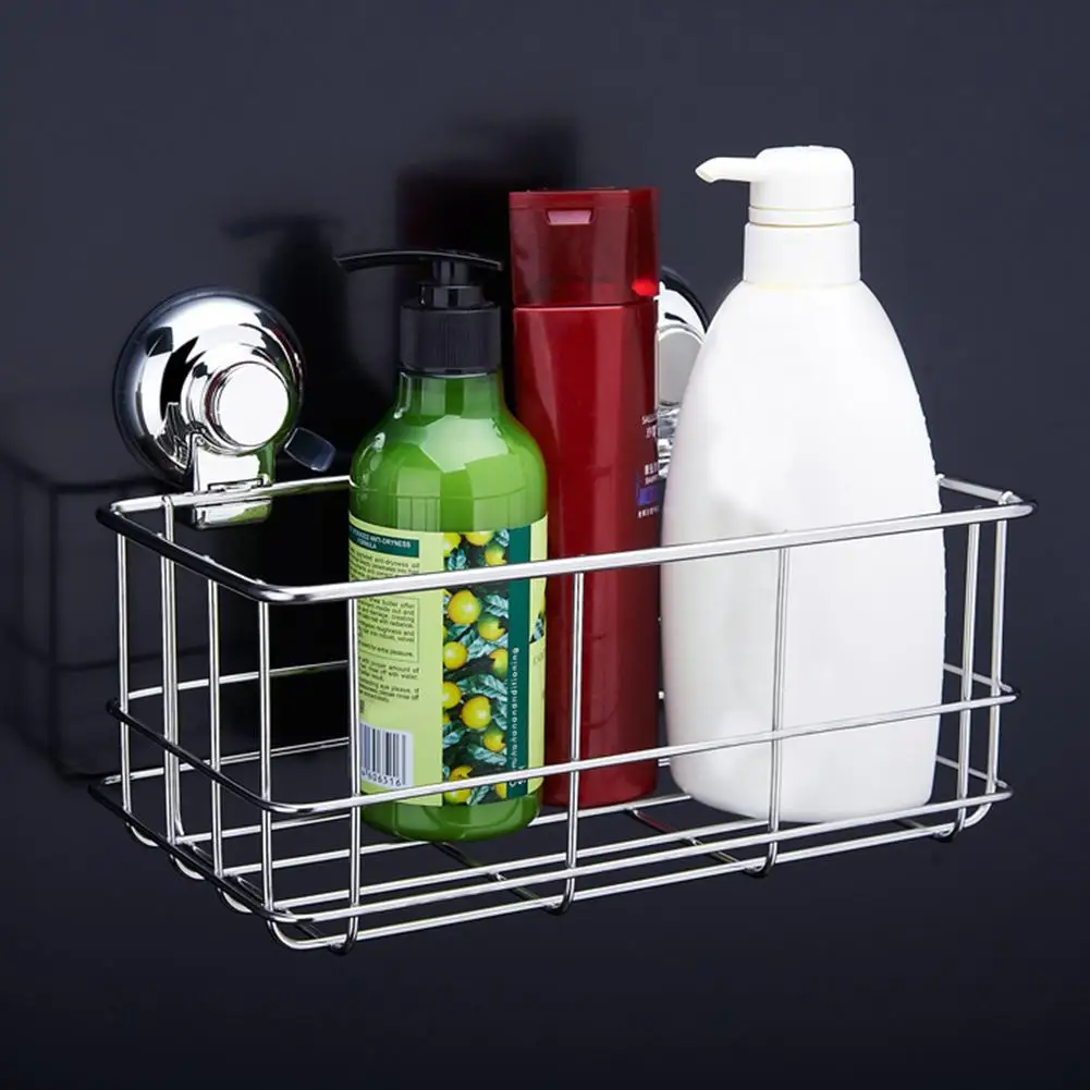 

Durable Wall Mounted Suction Cups Shower Basket Kitchen Bath Shampoo Organizer Storage Container Shelf Holder Rack new