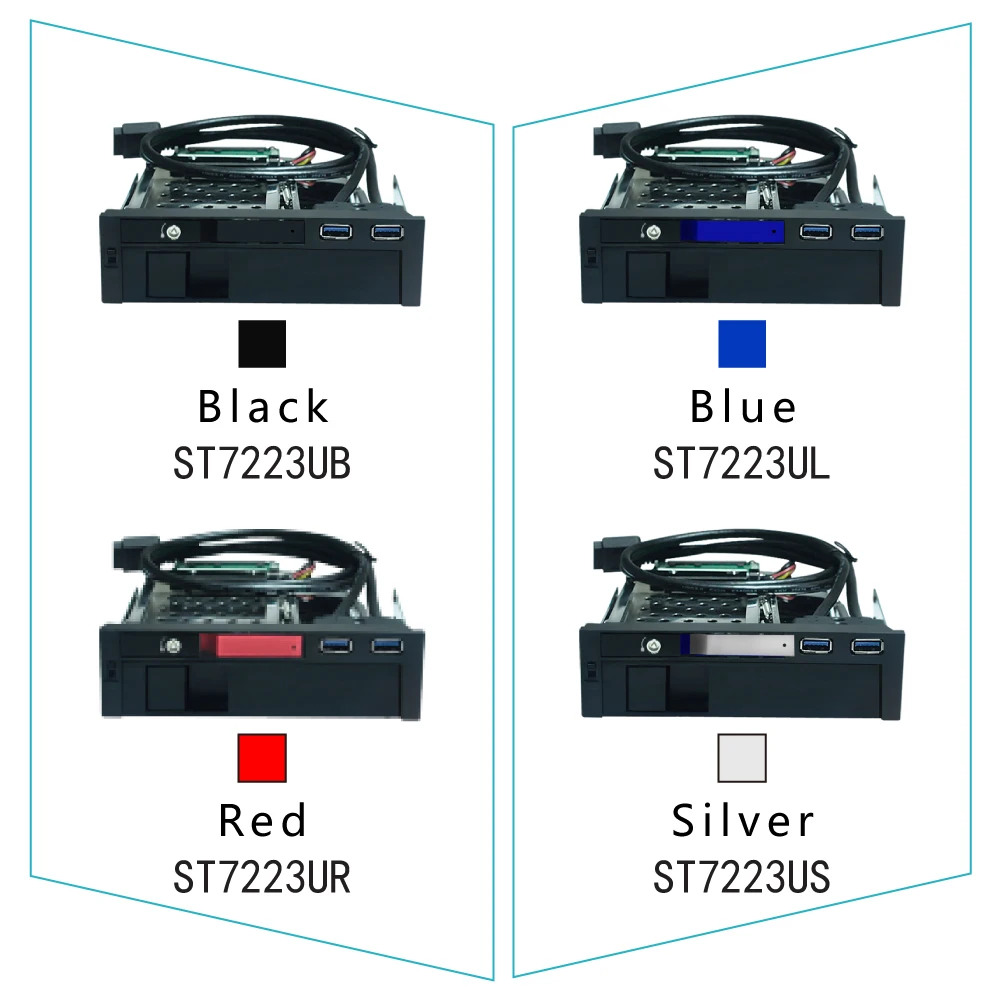 Uneatop ST7223UX 2,5+ 3,5 дюймов двойной отсек 2-Bay SATA HDD Rack корпус с черный/синий/серебристый/красный дверь