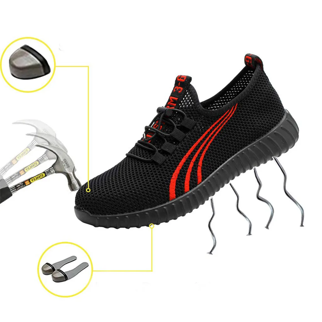 Wo мужские s мужские рабочие защитные туфли мужские с стальным носком Повседневные Дышащие Кроссовки уличные рабочие треккинговые дышащие обувь спортивная обувь