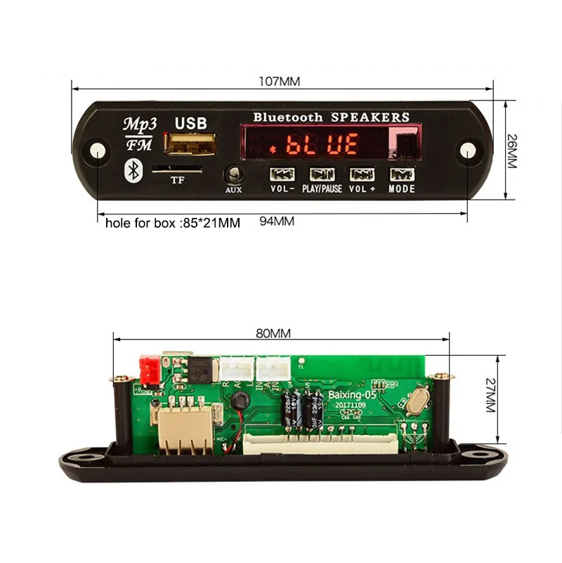 Беспроводной Bluetooth 12 В 5 в микро usb микрофон 3 мм AUX Наушники APE FLAC MP3 WMA декодер плата