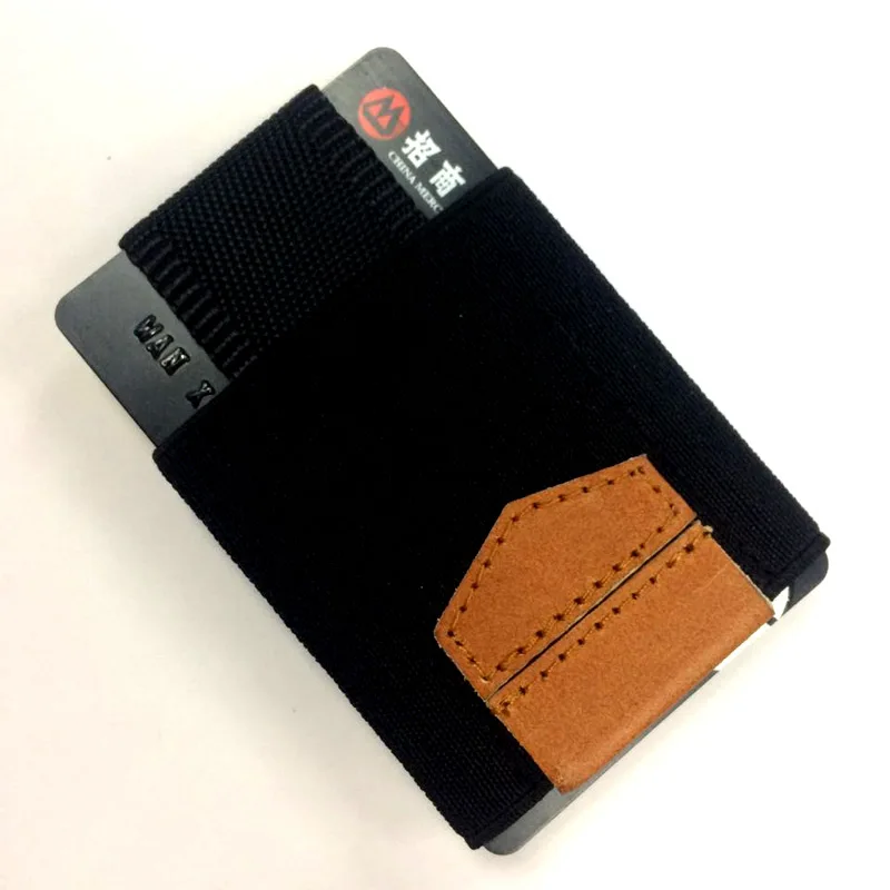 Тонкий держатель для карт, эластичный маленький держатель для кредитных карт, мини-кошелек из натуральной кожи, минималистичный кошелек с отделением для монет для мужчин и женщин - Цвет: brown