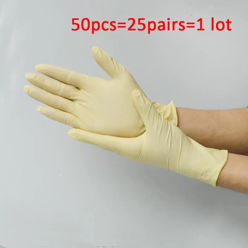 

KopiLova 50pcs Disposable Latex Gloves Antistatic Acid Resistace for Food Processing Medical Dentistry oil-proof