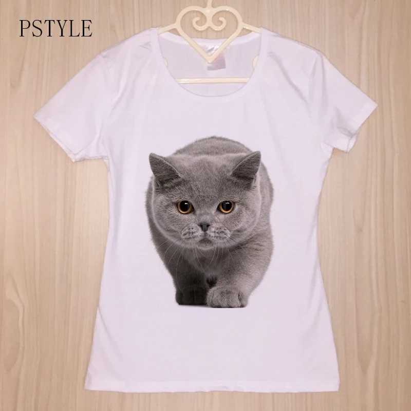 

Cute British shorthair cat T-Shirt Summer Women Girl Friend Gift t-shirt felinae Printed T Shirt Harajuku Tops funny female Tee