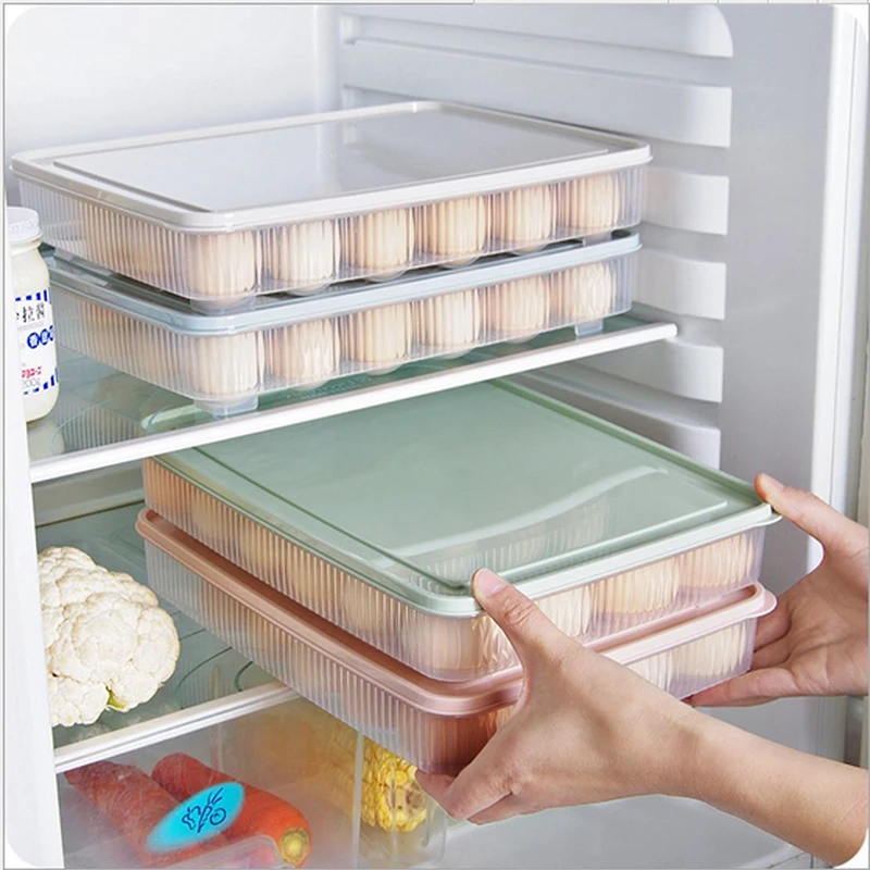 

24 Slots Egg Refrigerator Storage Holder Organizer Kitchen With Dust-Proof Lid egg box case eggs tool