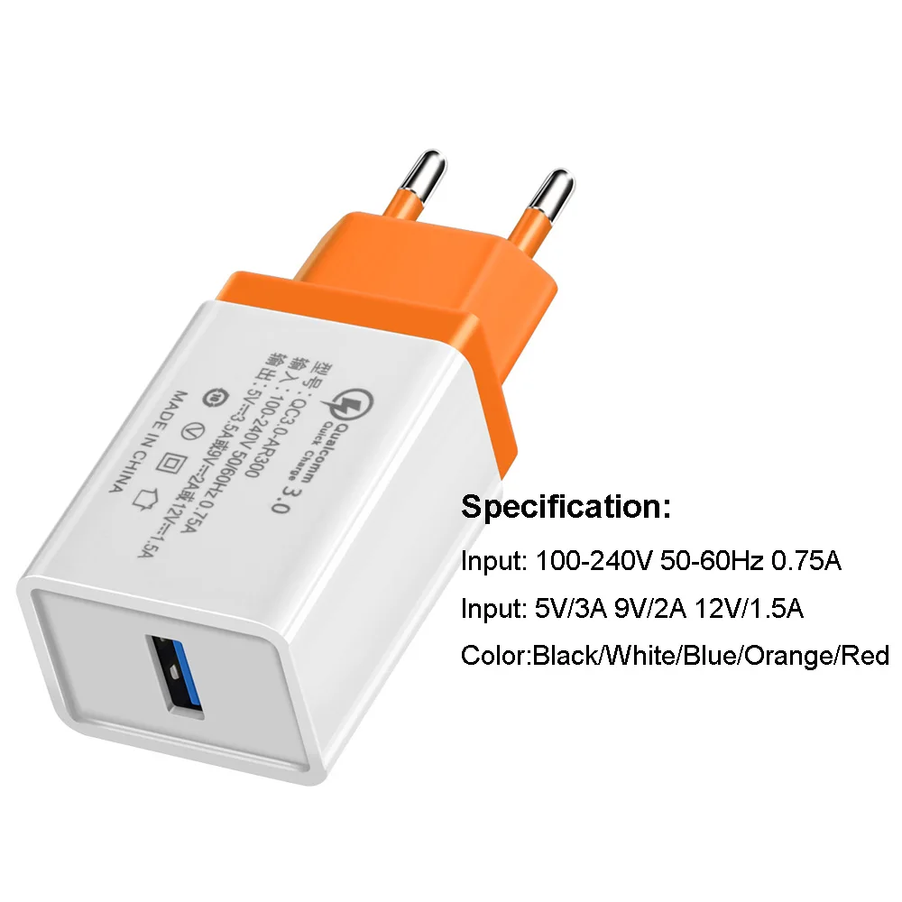 QC3.0 5V 3A USB Fast Charger Travel Wall Quick Charger Adapter For iPhone X 8 Plus SAMSUNG S9+ S8 Note 8 Xiaomi MI8 MIX2S Mi6 5S (2)