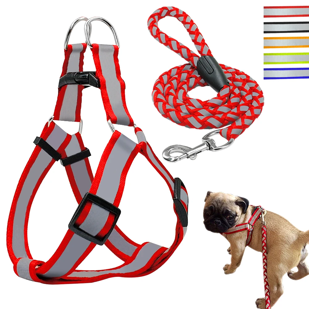 

Step-in Dog Harness Reflective Pet Puppy Walking Harness and Leash Set Nylon Dogs Harness For Small Medium Dogs Chihuahua Pug
