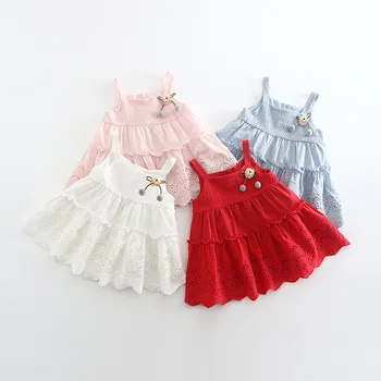 

Brand New2018 baby Girls summer lace flower Dress Infant girl Pure Cotton Princess Casual Cardigan Dresses clothing Wholesale