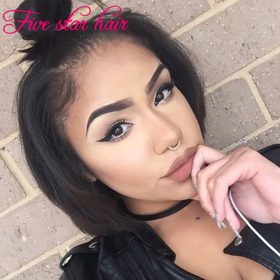 

Fashion Short Human Hair wigs With 4x4" silk base Full lace wigs Brazilain hair Glueless Bob Lace Front Virgin Hair wigs Instock