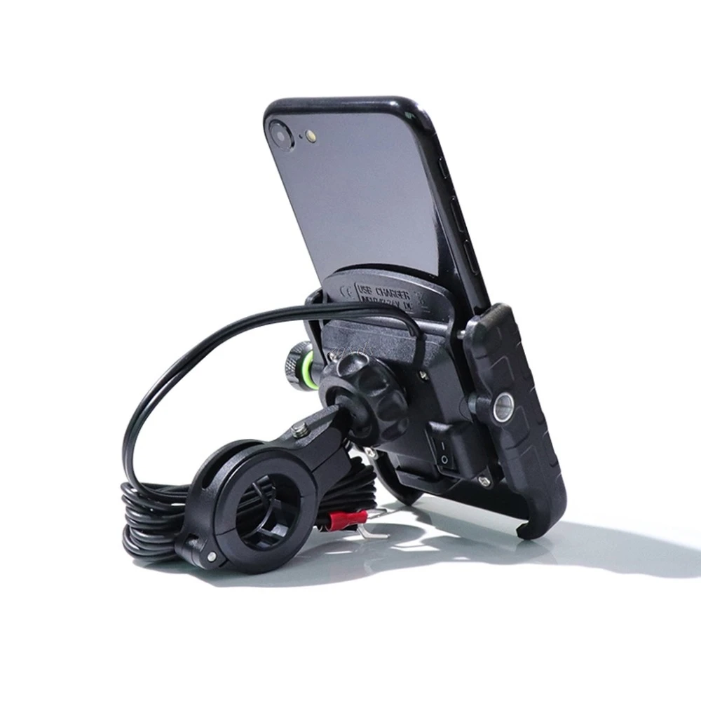  Motorrad 360 Grad Motorrad Lenker Spiegel Handy Halterung mit QC 30 USB Ladegerät für iPhone Samsun